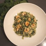 Spinazie tagliatelle met garnalen